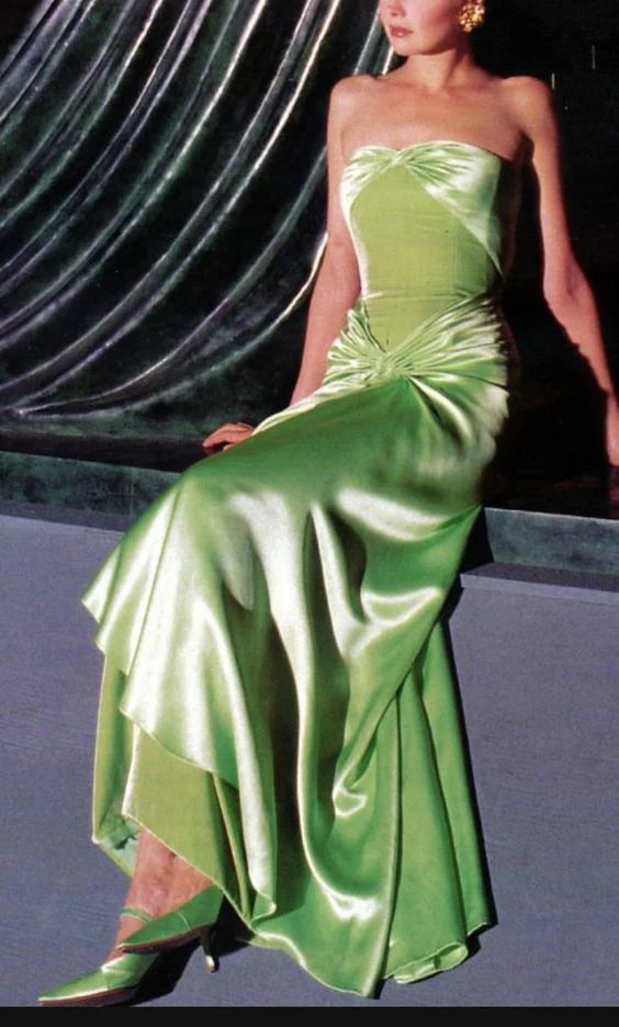 Weitese Dress Prom Dress Stores Green Strapless Sheath Velvet Satin Vintage Evening Dress Formal Dresses